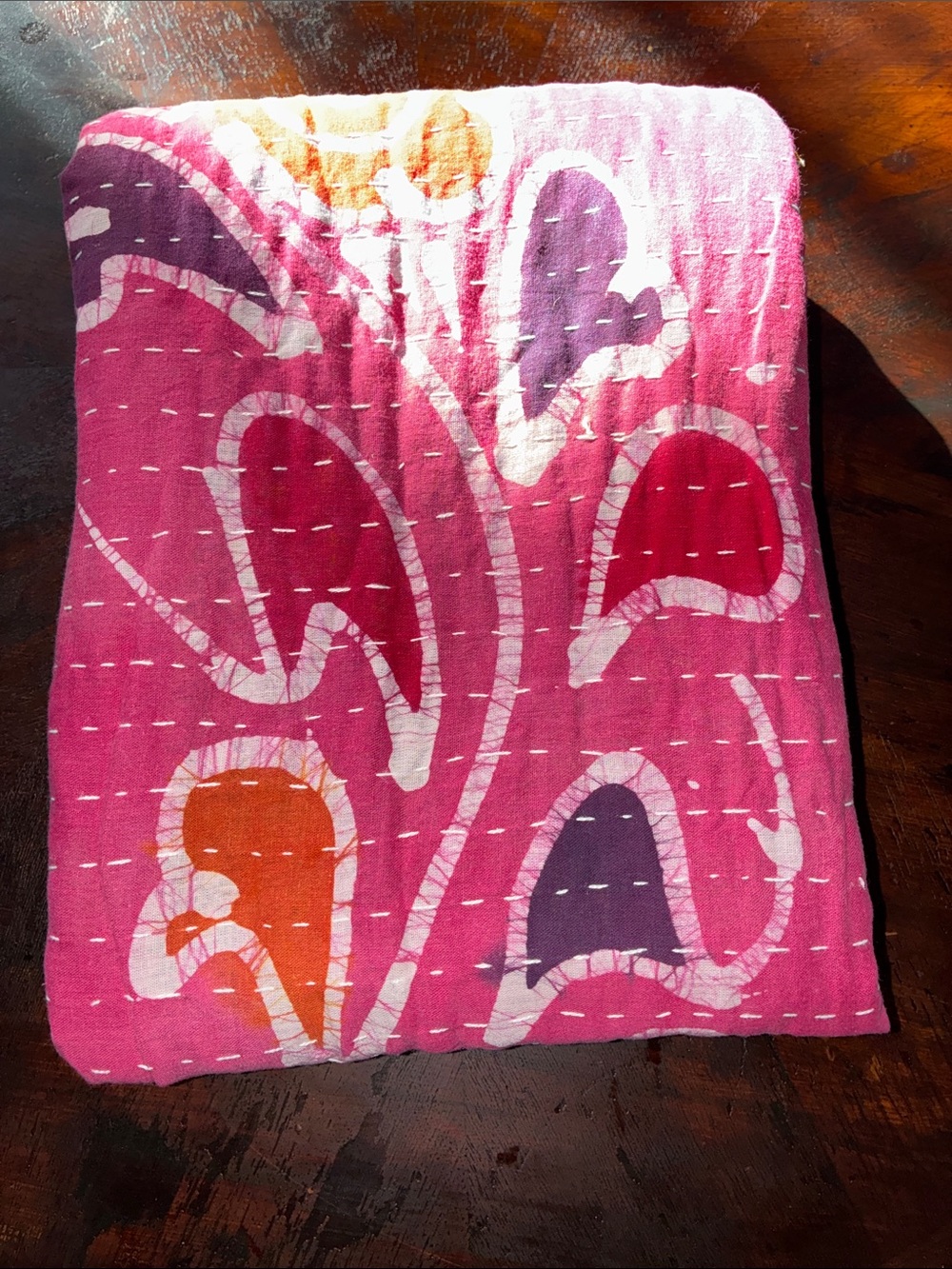 Pink Floral Reversible Comfy Kantha Throw